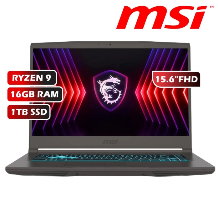 LAPTOP MSI THIN A15 AI B8VF-270US AMD RYZEN 9-8945HS/16GB RAM/1TB SSD/RTX4060 8GB/15.6FHD/WIN 11